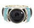 Southwestern Turquoise And Jet Ring Jewelry Size 7-3/4 BW62819